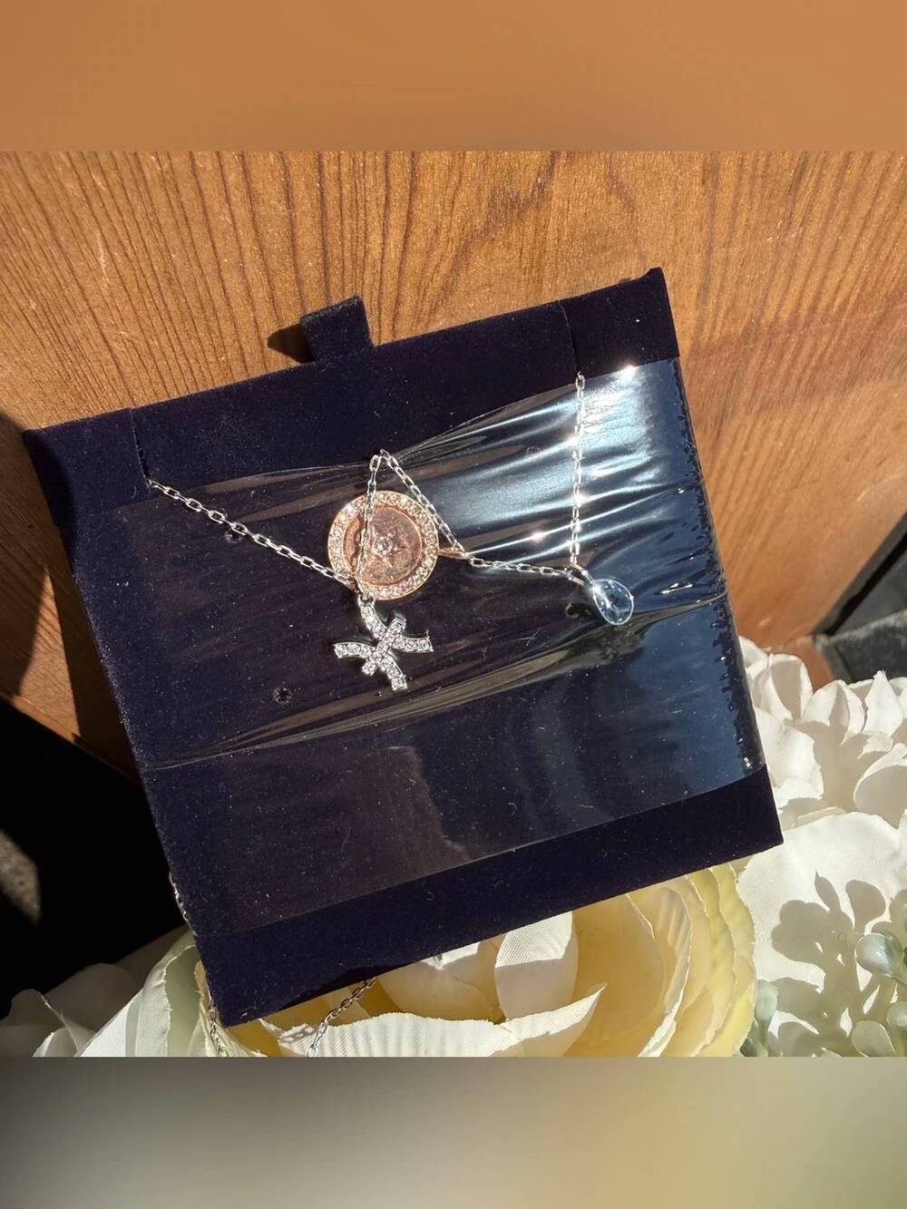 NEW SWAROVSKI women's zodiac pendant necklace in silver / gold